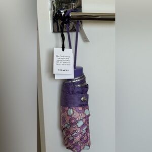 Coach Purple and Pink Floral Compact Umbrella NWT